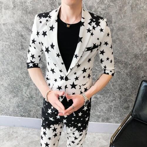 Pink Suits For Mens Dress of Stars Mens Suits Slim Fit Stylish Mens Evening Jackets Club Stage Costumes Designer Suits 2020 Prom