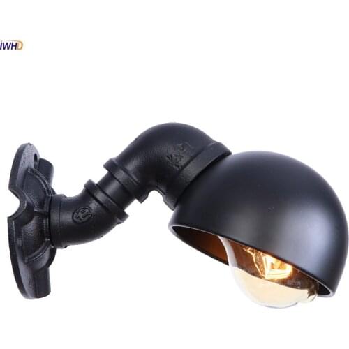 IWHD Black Water Pipe Wall Lights For Home Lighting Iron Metal Loft Industrial Retro LED Wall Lamp Vintage Sconce Arandela