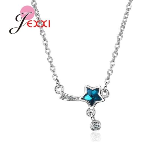 New Latest Star Stamp Shape Becklace For Women Girl Shiny AAA Cubic Zirconia 925 Sterling Silver Jewelry Promotion Wholesale