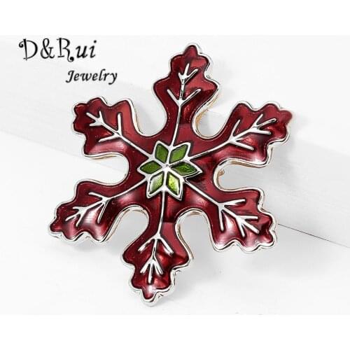 New Red Enamel Snow Brooches & Pins for Women Scarf Clothes Vintage Metal Accessories Jewelry Christmas Gifts for Kid Brooch