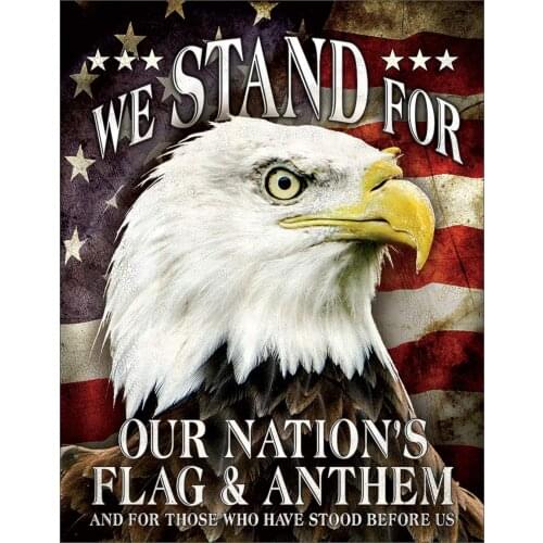 Desperate Enterprises We Stand for Our Flag Tin Sign, 12.5" W x 16" H