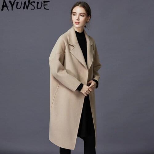 AYUNSUE 100% Wool Coat 2020 Winter Jacket Women Double Side Woolen Coats and Jackets Women Korean Long Coat Abrigo Mujer MY3777
