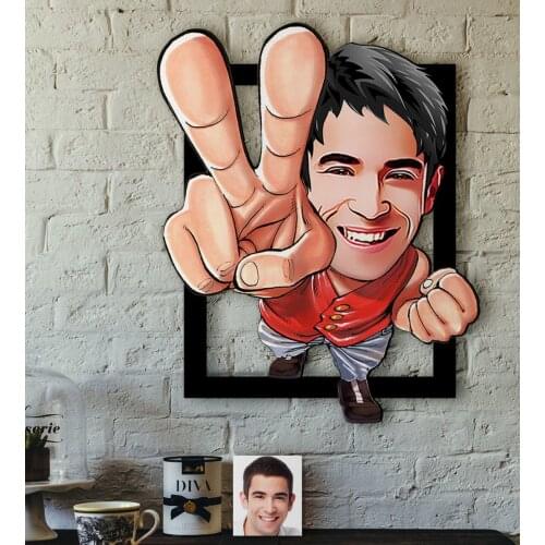 Personalized Men 'S Caricature OF 3D Wood Tablo-33 Reliable Quality Custom Design Funny Fun Home Dekarasyon the gift