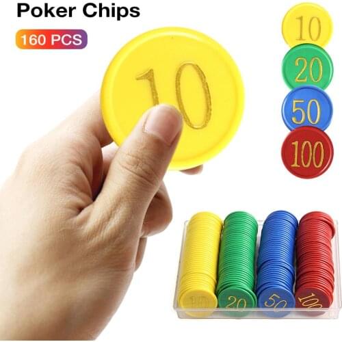 Plastic Poker Chips Game Tokens Golden Double-side Digital Poker Chips
