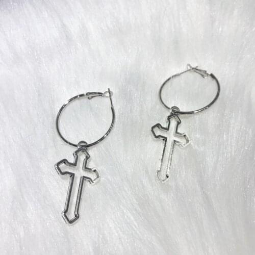 Hollow Cross Dangle Earrings Harajuku Metal Geometric Drop Earrings Jewelry
