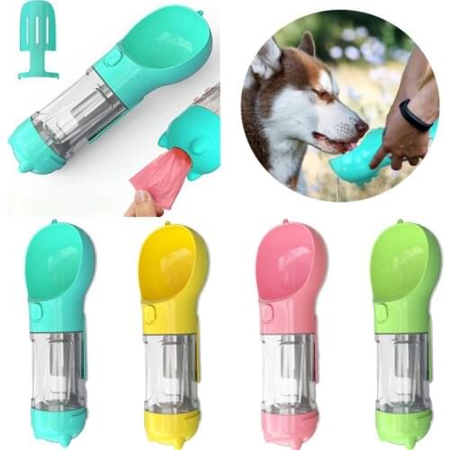 Portable Pet Dog Water Bottle Drinking Bowl Cup Water Dispenser Feeder with Garbage Bag and Poo Shovel for Dog Cat Outdoor