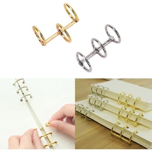 Practical Notebook Loose Leaf Binder 3-Ring Gold Silver Loose-leaf Metal Split Hinged Rings Scrapbooking Binder Album Calendar