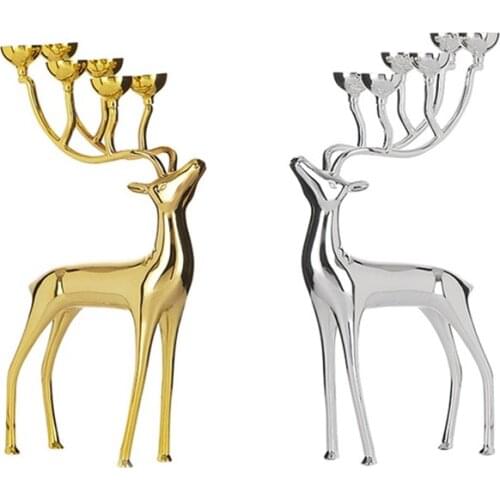 Christmas Fawn Candlestick Gold and Silver Six-headed Creative Wedding Birthday Party Home Decoration Christmas Jewelry