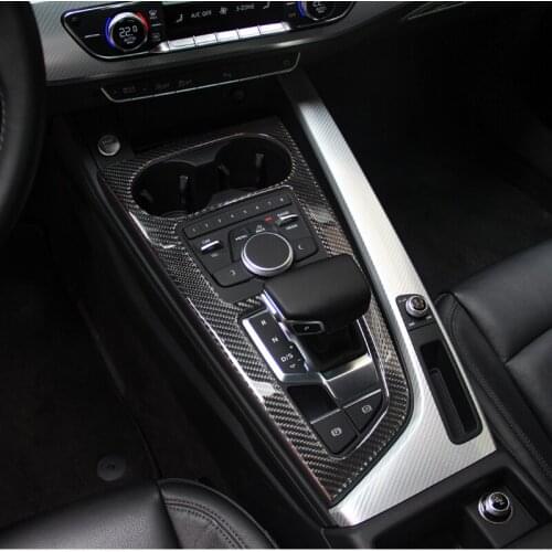 Car Styling Carbon Fiber Stickers For Audi A4 B9 A5 S5 Console Gearshift Frame Decorative Trim Strips Interior Auto Accessories