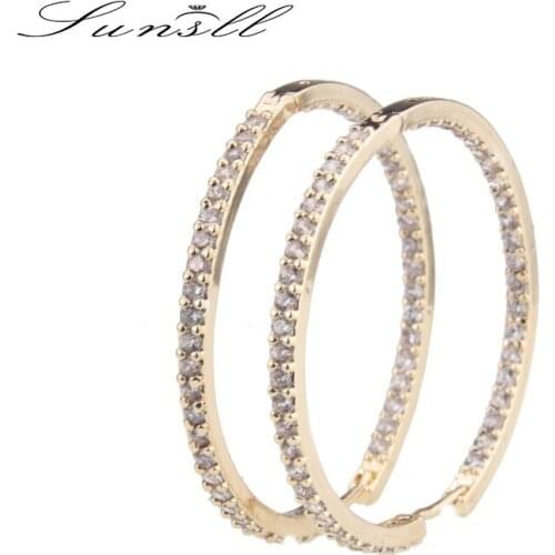 SUNSLL new big earrings exaggerated personality fashion earrings simple wild earrings circle zircon women party fashion jewelry