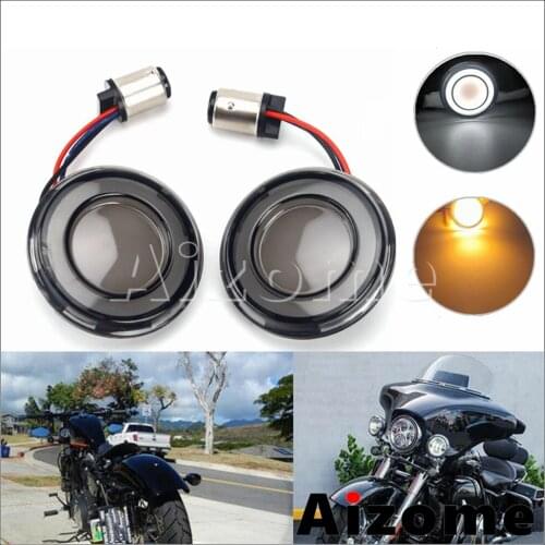 Bullet LED Turn Signal Lights 1157 Double Contacts Inserts Lens Cover Light For Harley Dyna Softail Sportster Touring Road King