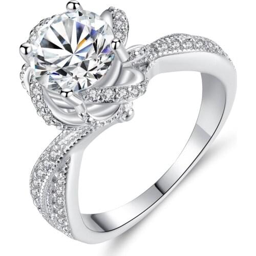 WYJZY Beautifully designed inlaid AAA zircon ring bride wedding scene marriage engagement ring ladies anniversary gift jewelry