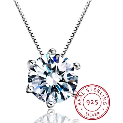 New Silver 925 Jewelry Round Zircon Super Bright Cubic Zirconia Fashion Pendant Necklaces For Women Sz10957r