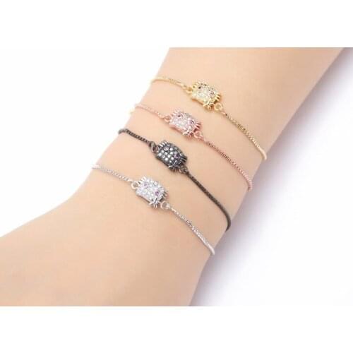 Gold silver Chain micro pave cz Zircon Cubic Zirconia bracelet rope adjusted Macrame cat Bangle ym423 Fashion Jewelry