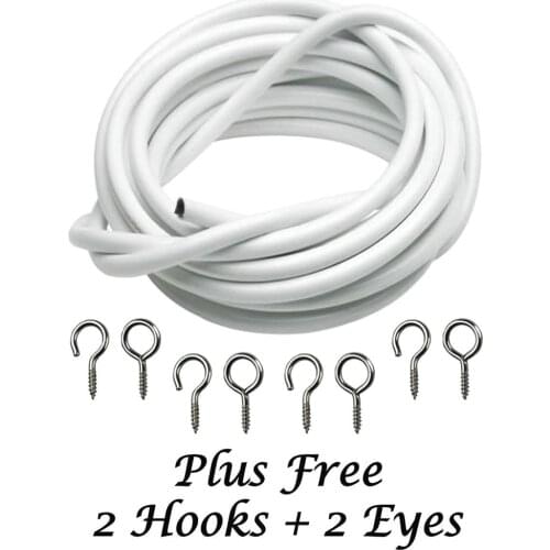 0.5/1 Meter Practical Boutique Window Net Curtain Wire Spring Cord Cable Kit with 2 Pairs Hooks & Eyes Curtain Decor Accessories