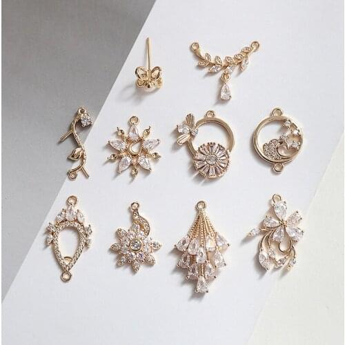 10pcs simple Fashion bling flower Charm circlePendant For Women Necklace Making Fit Bracelet DIY Jewelry Accessory