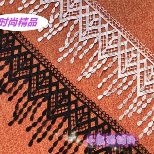 5yards Width14cm white Water soluble polyester tassel lace trim fabric ribbons DIY dress clothing skirt edge curtain accessories