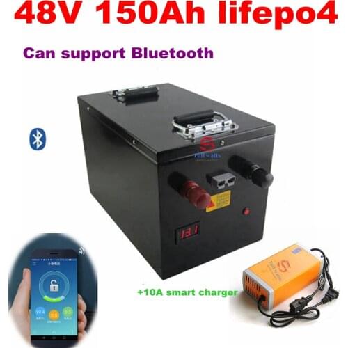 2pcs waterproof Lifepo4 48v 150AH battery bluetooth BMS for 4800w Scooter bike golf cart Solar energy + 10A charger