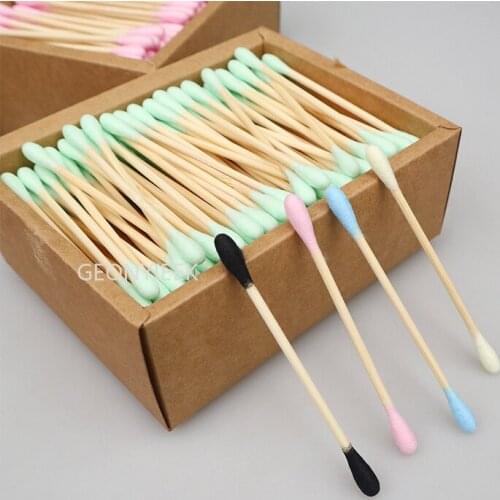 200PCS/Box Double Head Cotton Swab Bamboo Sticks Cotton Swab Disposable Buds Cotton For Beauty Makeup Nose Ears Cleaning