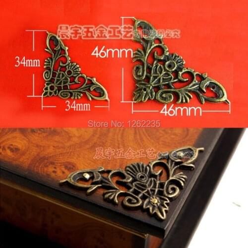 34 * 34mm Antique lace alloy hollow corners Continental Hardware Corner Jewelry box corner pieces Wholesale