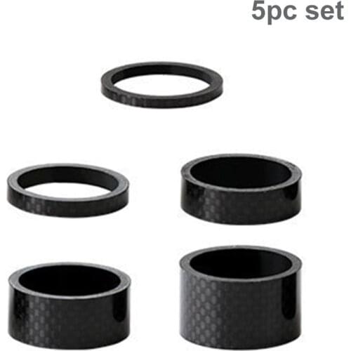 5pcs/set 28.6mm 1 1/8 inch Carbon Fiber Washers MTB Bike Headset Stem Spacers 3mm 5mm 10mm 15mm 20mm