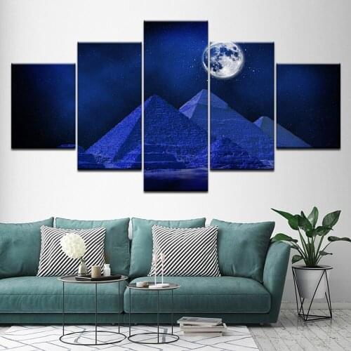 5 Pieces Wall Art Canvas Painting Pyramid Moon Poster Pictures Modern Decoration Living Room Bedroom Wall Framed Painting