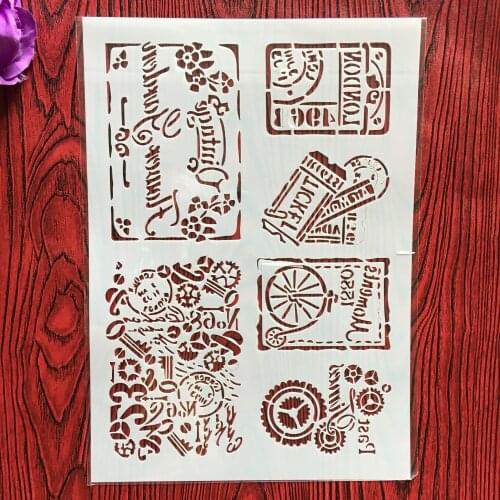 A4 29 * 21cm Square mechanical gear DIY Stencils Wall Painting Scrapbook Coloring Embossing Album Decorative Paper Card Template