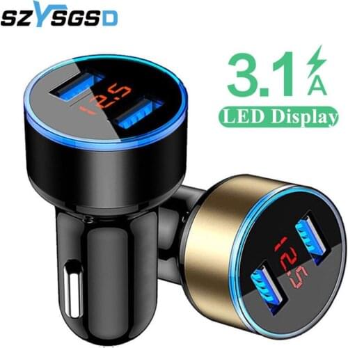 3.1A 5V Car Chargers 2 Ports Fast Charging For Samsung Huawei iPhone 12 12Pro Universal Aluminum Dual USB Car-charger Adapter