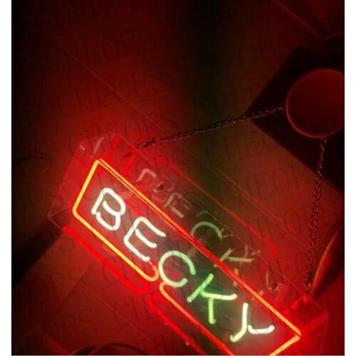 Becky Acrylic Box Gift Neon Signs Real Glass Tube Beer Bar Pub Bedroom Wall Homeroom Girlsroom Party Decor Lamp 14"x5"