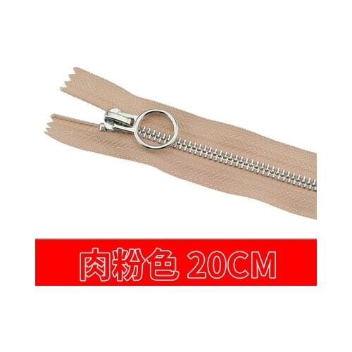 Free shipping 10pcs/lot 20cm flesh pink zipper 5# Metal zipper Round zipper head clothing trousers zipper accessories