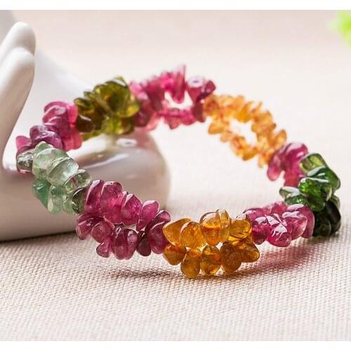 Natural Tourmaline Gravel Bracelet Crystal Uncertainty String Tourmaline DIY Braid Bracelet Hand Row
