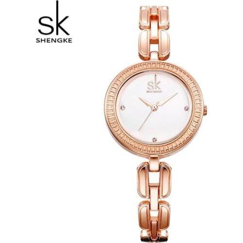Shengke Small Round Dial Ladies Watches Luxury Rose Gold Women Bracelet Watches Reloj Mujer 2019 SK Luxury Quartz Watch #K0003