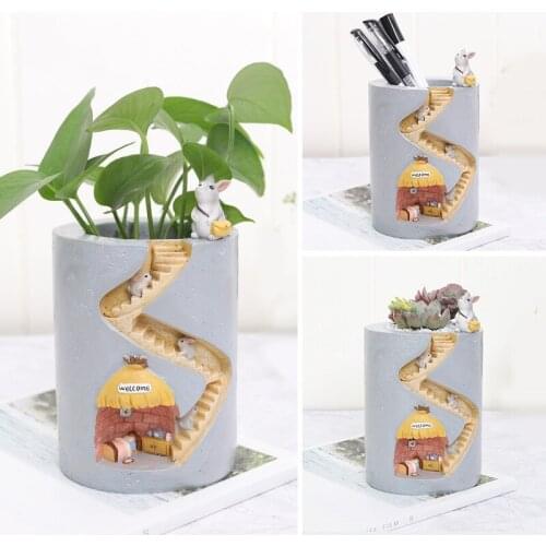 Flower Pot Forest Live-rabbit Flowerpot Cute Toy Pen Pot Holder Tree rabbit Shaped Garden Plant Pot new1
