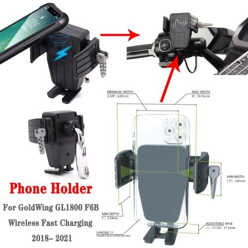 Gold Wing Motorcycle GPS Phone Holder Wireless Charging Navigation Bracket For HONDA GoldWing GL 1800 F6B GL1800 DCT 2018 - 2021