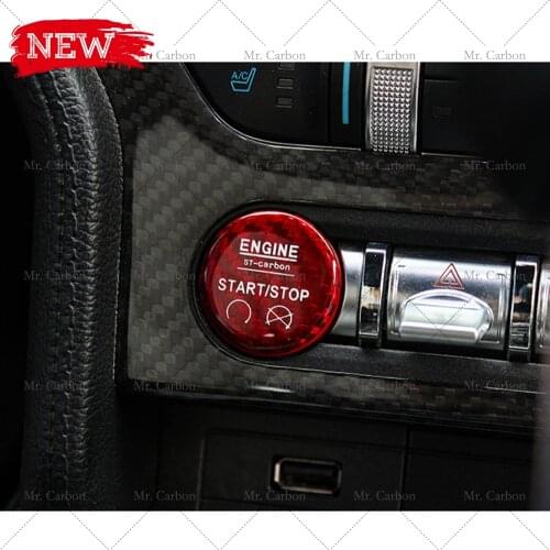 FOR MUSTANG CARBON ENGINE START STOP BUTTON COVER FOR MUSTANG SWITCH ONE BUTTON START IGNITION SWITCH BUTTON INTERIOR SWITCH