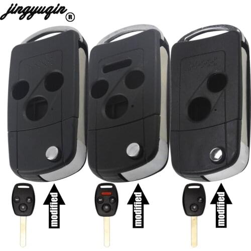 Jingyuqin 2/3 3+1 Buttons Hot Uncut Blade Folding Car Key Shell Flip Remote Car Key Case For Honda Accord Fit Flip Car Key Cover