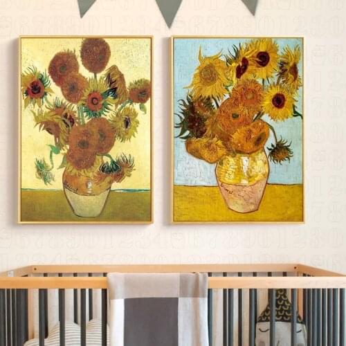 Van Gogh Abstract Golden Sunflower Canvas Painting Wall Art Nordic Posters and Prints Wall Pictures for Living Room Decoration