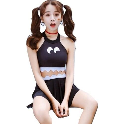 Kawaii Clothing Swimsuit Swimwear Bikini Monster Black Harajuku Teeth Eyes Japan