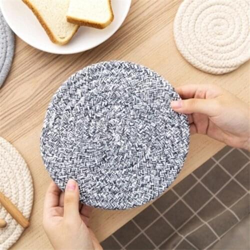 Kitchen Dinner Pot Cup Insulation Pad Round Anti-hot Thicken Solid Cotton Line Table Placemats Mats Bowl Pad Home Decor