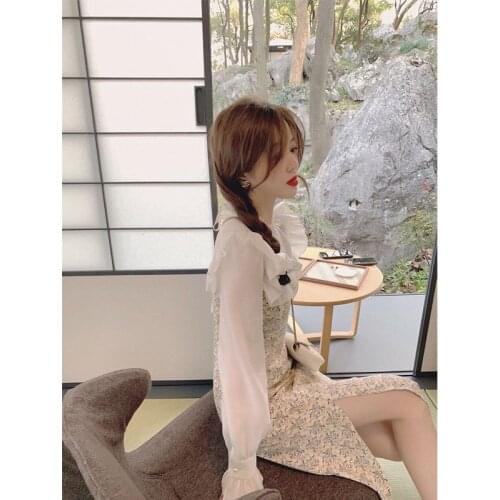 Floral Skirt Summer Dress 2021new Womens Gentle Temperament Tea Dress Western Style Youthful-Looking Dress Chiffon Skirt