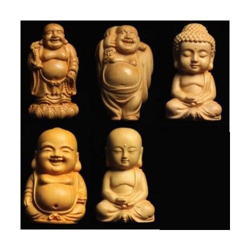 Mini boxwood carving Buddha Pendant statue ornament monk Buddhist about 40mm Maitreya Shakya Muni crafts figure figurine decor