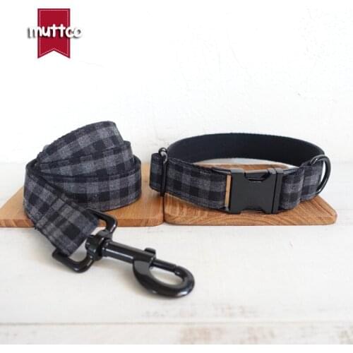 MUTTCO environment friendly collar THE BLACK PLAID flexible pet collar convenient to walk the dog 5 sizes dog collar UDC075H