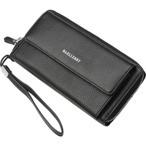 Men Wallets Long Quality Large Capacity Business Organizer Wallet PU Leather Phone Pocket Card Holder Male Wallet