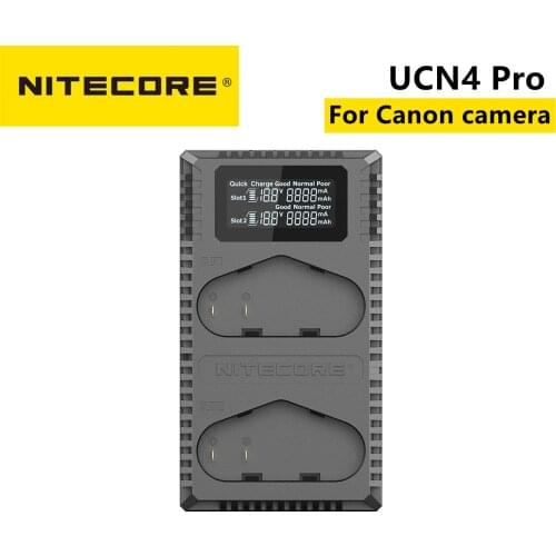 Original Nitecore UCN4 Pro Camera Charger Dual Slot USB QC LP-E4 LP-E4N LP-E19 For Canon DSLR EOS 1D 1DX 1DS Mark II SLR Battery