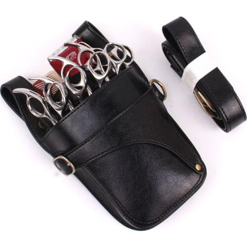 Hair Scissor Holster Pouch with Waist Shoulder Belt for Hairdressers Barber PU Leather Shears Hairdressing Tool Case Bag Holder