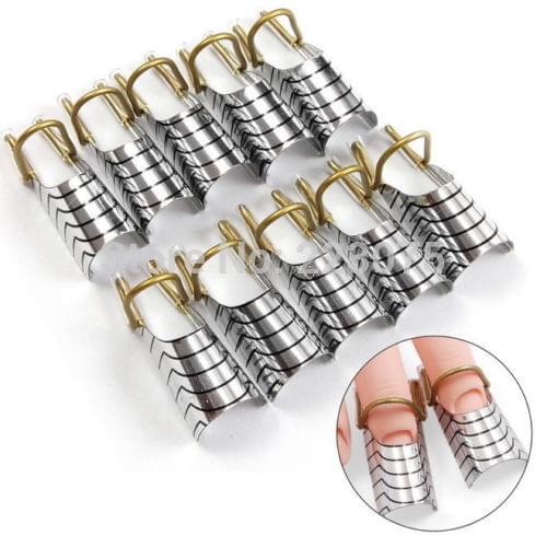 Professional 10pcs/lot silver Reusable UV Gel Acrylic Nail Art Tips Extension Guide Form Tool For Nail Art