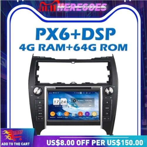 PX6 Car DVD Player DSP Android 10.0 4GB + 64GB Wifi Bluetooth 5.0 RDS RADIO GPS Map For Toyota CAMRY 2012-2017 USA middle east