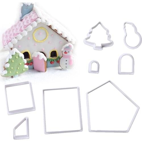 Christmas Cookie Cutter Mold House Xmas Tre DIY Cake Bake Mould Decorating Biscuit Pastry Baking Mould Tools Kit Bakeware