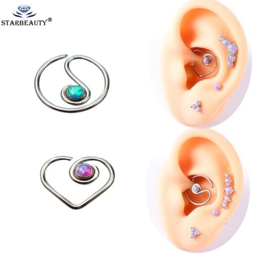 1Pc G23 Titanium Opal Ear Cartilage Ear Stud Ombligo Earring Ear Piercing Body Jewelry Cartilage Piercing Langue Stud Piercing