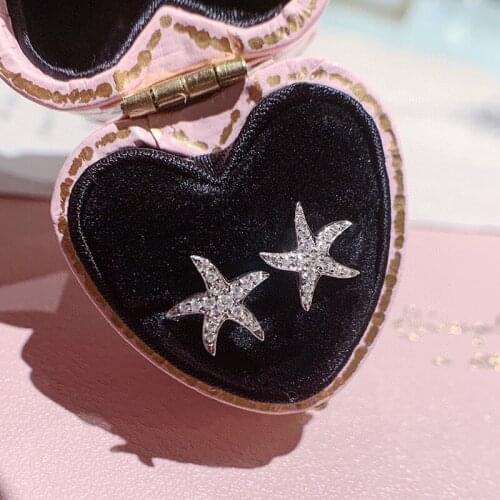 Aazuo 18K Rose Gold White Gold Yellow Gold Fashion Jewelry Real Diamonds Mini Starfish Stud Earring Party Fine Jewelry Hot Sell